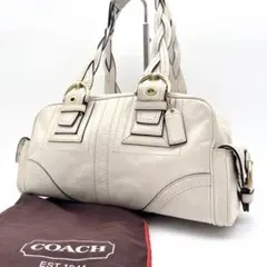 【COACH】White Leather Boston Bag Y2K