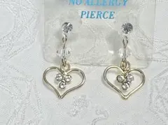 【新品】ノーアレルギー対応 ハートピアス キラキラストーン付き