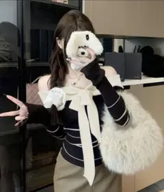 SHEIN トップス ニットセーター オフショルダー