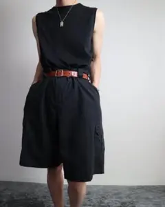 90s DICKIES ワイド ルーズ カーゴショーツ ハーフパンツ 黒 W42