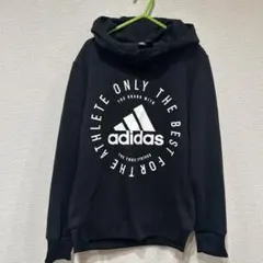 adidas アディダス　黒色　フード付き トレーナー キッズ 140㎝