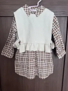 SLAPSLIP チェック柄ワンピースニットベストセット　110