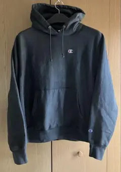 Champion リバースウィーブ フーディ　黒　パーカー　後染め