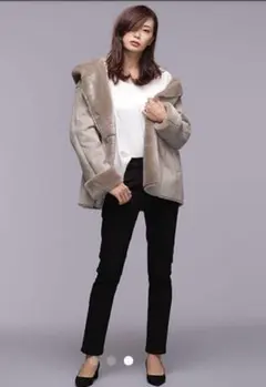 ✨美品✨ ナノユニバース フェイクムートンフードミドルコート