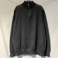 usa古着 ウール ダークグレー ハーフジップセーター L ニット
