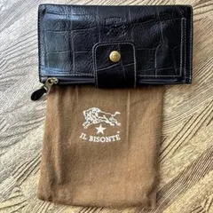 IL BISONTE 長財布 クロコ型押し ブラックのサムネイル