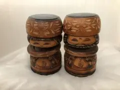 北海道土産　アイヌ　ニポポ　2体セット　木彫り　平成レトロ