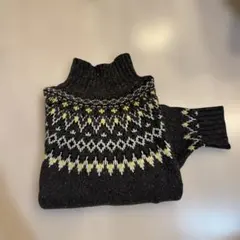 美品 求人柄 ダークグレー セーター XL