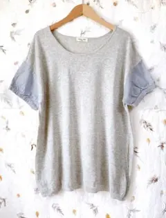 used*SM2サマンサモスモス 袖切替サマーニット 麻40%混