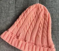 ケーブル編み ピンク ニット帽