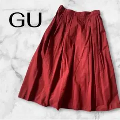 GU フレアスカート 赤 ワインレッド ウエストゴムのサムネイル