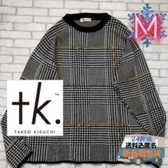 ■TAKEO KIKUCHI バウンドトゥース千鳥柄チェックニット クルーネック