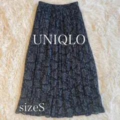 UNIQLO：Ｃ ペイズリー柄シフォンプリーツスカート Ｓ　美品