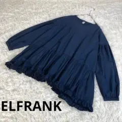 ELFRANK　エルフランク　ボリューム袖ティアード裾フリルブラウス　F　紺色のサムネイル