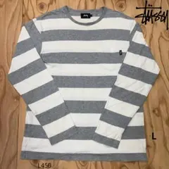 STUSSY『スチューシー』 メンズ 長袖Tシャツ 胸ポケット【L】白×グレー