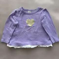 petit main プティマイン　紫パープル ハート 長袖Tシャツ　80 90