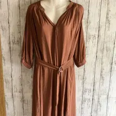 ナチュラルクチュール　ブラウン　ふんわりロングワンピース