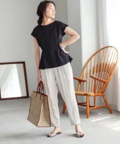 ADAM ET ROPE' 美品　シャツ ブラウス ツイルペプラムブラウスのサムネイル