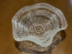 菓子器 昭和レトロ　石塚ガラス アデリア　ガラス製大型レースボウルのサムネイル
