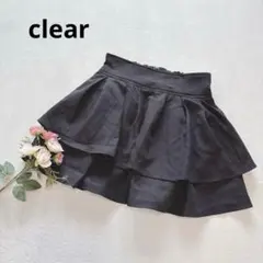 クリア ティアード フレアミニパンツスカート インナー付き シンプル 可愛い 黒のサムネイル