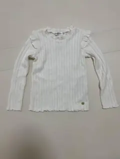 Be Petits Pois Vert ホワイトリブトップス 110