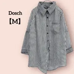 Dosch ドスチ シフォンストライプ長袖シアーシャツ 袖調節可能 黒×白 M