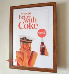 未使用 Coca-Cola 木製フレーム ポスター 幅：約48.5cm コカコーラ アメリカン グッズ 雑貨 レトロ 札幌市 厚別区 Coca-Cola フレーム付きポスター コカコーラ アメリカン雑貨 約37cm