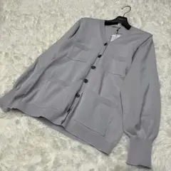 ✨美品✨BABYLONE バビロン　ニットカーディガン　グレー　Fのサムネイル
