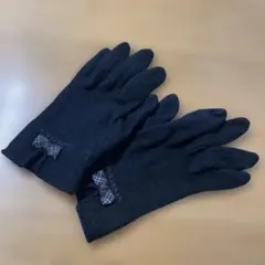 バーバリー 手袋 ノバチェック リボン ロゴ刺繍 カシミヤ混 ブラックのサムネイル