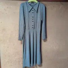 アニエスベー　ワンピース (長袖チェック柄•リボン付)