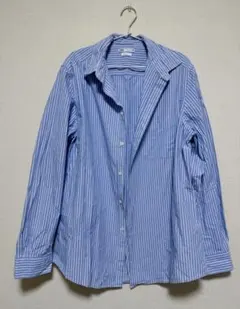 ZARA ザラ　ストライプシャツ　XLサイズ　ブルー　レギュラーフィット④