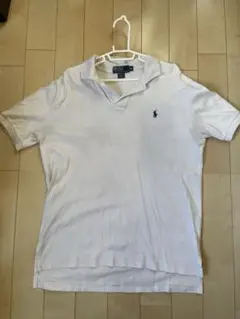 ホワイト ポロシャツ ポロの刺繍