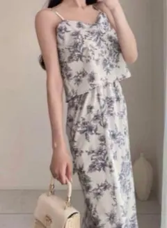 【GRL】 花柄バックリボンマーメイドキャミワンピース pu11