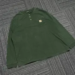 00s carhartt Henry neck shirt green XL