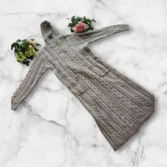 ブルーデザイン　ニットロングカーディガン　コート　グレー　M 毛100% 秋冬