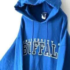 ジャージーズ BUFFALO 刺繍 スウェット パーカー L ブルー 青 古着