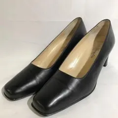 銀座カネマツ 本革パンプス 24.0cm 太ヒール フォーマル