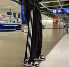 【数量限定】L スウェットパンツ ブラック オーバーサイズ サイドライン