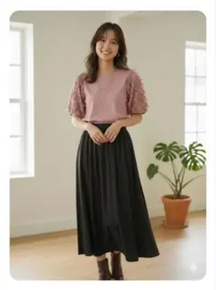 新品★アースミュージックエコロジー★ピンクリボントップス半袖