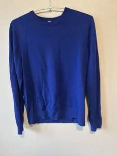 ユニクロ　青　長袖ニット Mサイズ　美品