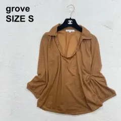 グローブ　スキッパーシャツ　ブラウス　千鳥格子　総柄　エレガント　上品（545）