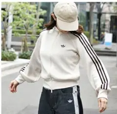adidas アイボリー ストライプ トラックジャケット　XL
