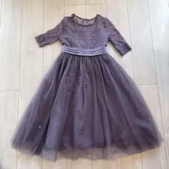 キッズ ドレス レース ワンピース袖あり 結婚式 発表会 サイズ150