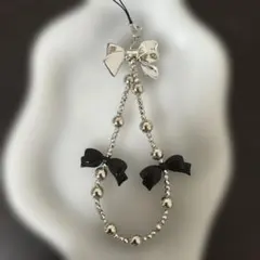 ハンドメイド リボンビーズ ストラップ