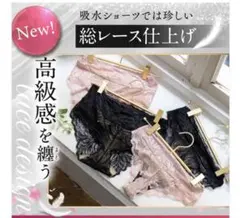 momoful 新作 総レース 吸水ショーツ Tバック 黒　S 新品