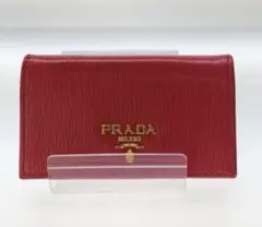 PRADA ロゴ 名刺入れ カードケース 赤 レザー