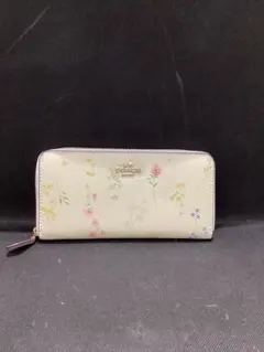 【P-4767】COACH 長財布 花柄 ラウンドファスナー