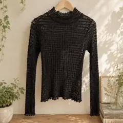 PAGEBOY シースルー ハイネック メッシュトップス ブラックのサムネイル