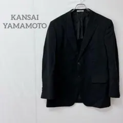 【カンサイヤマモト】ブラックストライプ ビジネススーツ 薄手ジャケットL相当のサムネイル