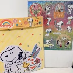 【セットA】Snoopy ビッグステッカー3枚入り+キラキラシール1シート